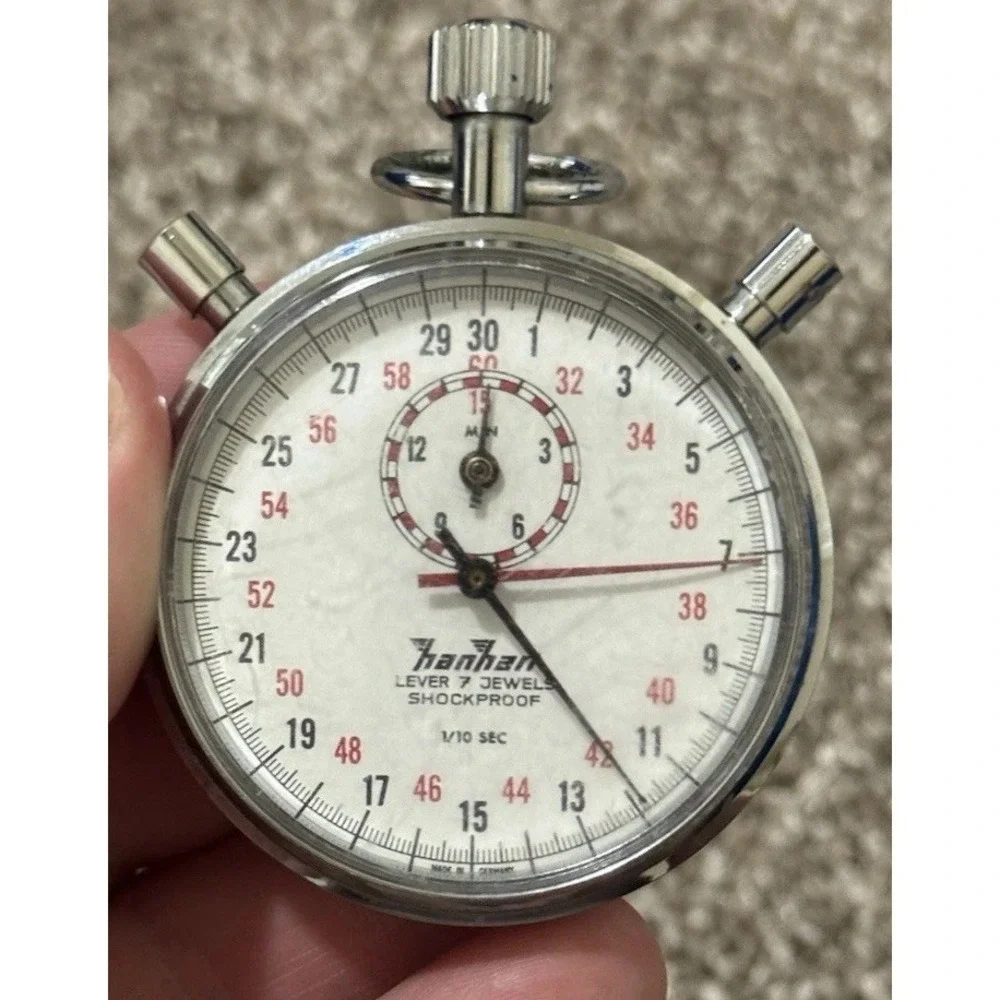 Hanhart Lever 7 Jewel 1/10 Split Second Chronograph Shockproof Stopwatch WORKING